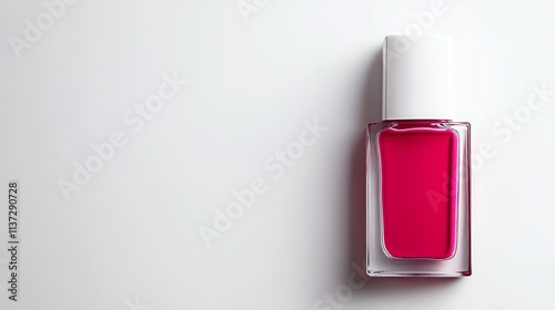 Pink nail polish bottle on a white background.