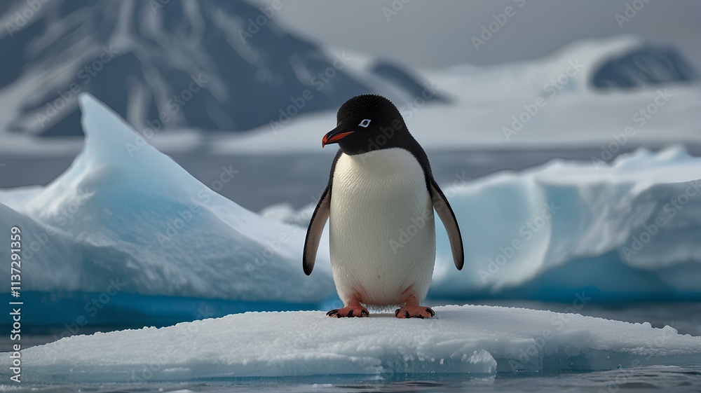 Obraz premium Gentoo penguin on iceberg.