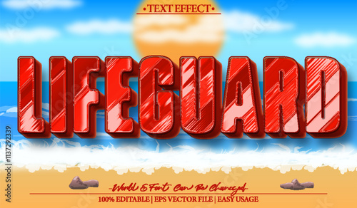 Lifeguard Vector Text Effect Editable Alphabet Rescue Guard Pool Sea