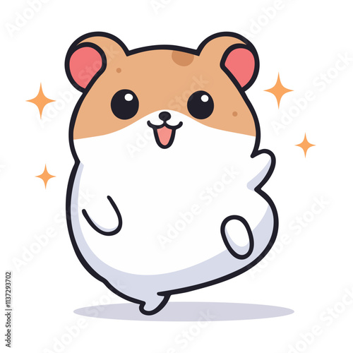 Happy kawaii guinea pig cartoon vector illustration in flat style