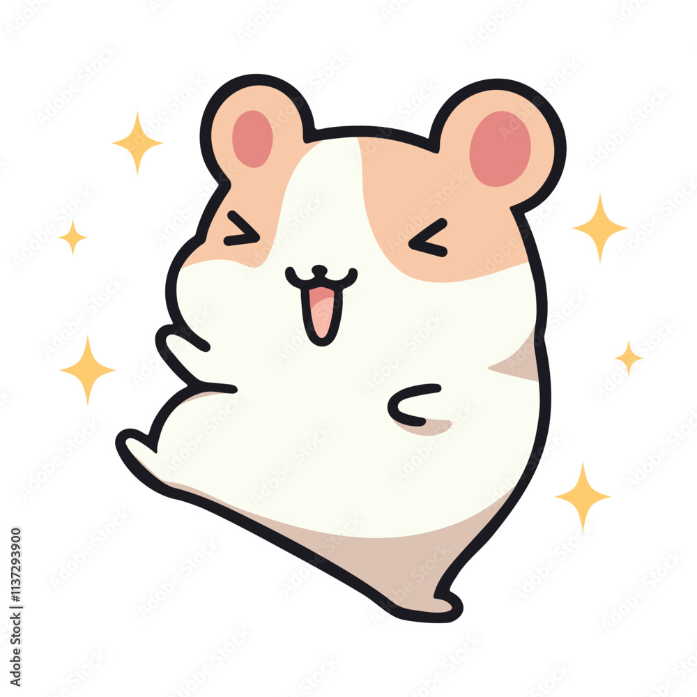 Happy kawaii guinea pig cartoon vector illustration in flat style Happy kawaii guinea pig cartoon vector illustration in flat style