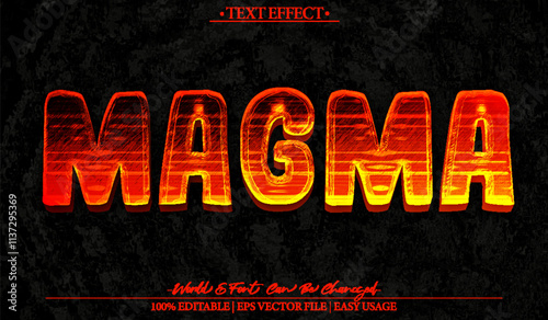 Magma Vector Text Effect Editable Alphabet Lava Fire Volcano Hot Rock