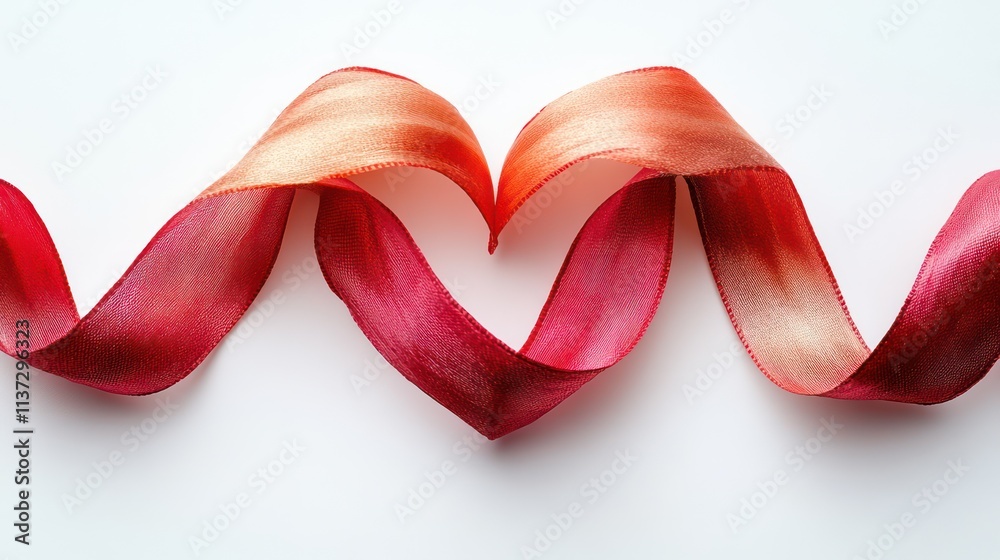 Red and Orange Ribbon Heart Shape Design Red and Orange Ribbon Heart Shape Design