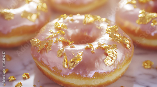 Luxurious donuts with metallic icing and edib photo