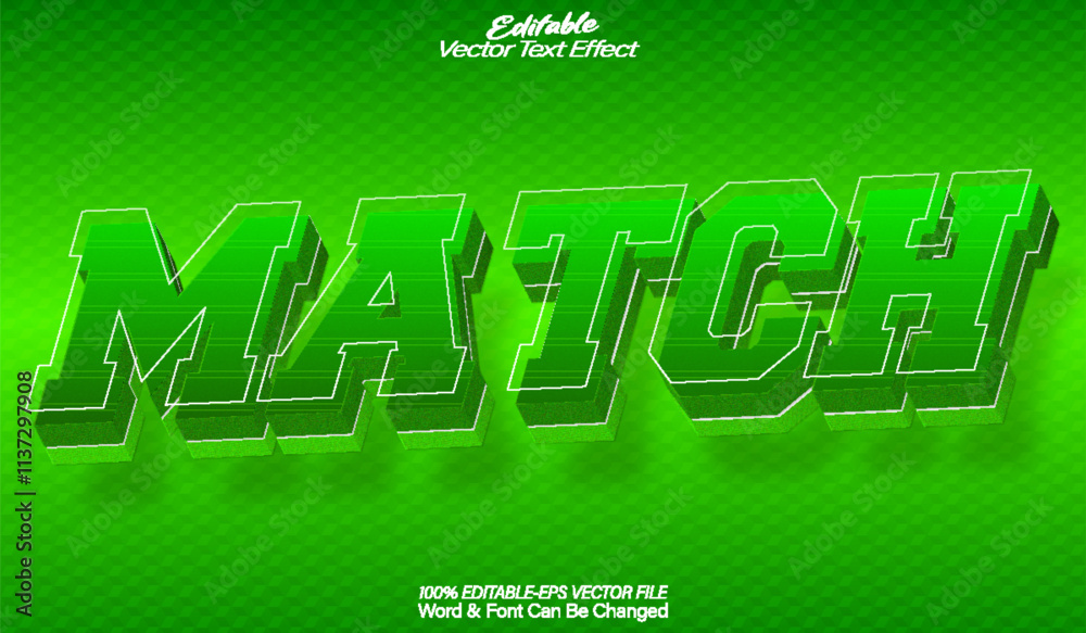 Fototapeta premium Match Vector Text Effect Editable Alphabet Sport Football Game Soccer Score Goal