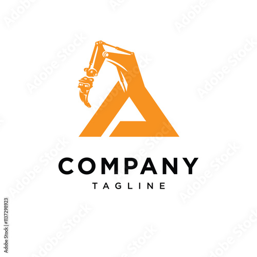 Letter A Ripper Excavator Logo Icon vector