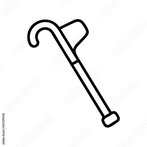 walking cane icon, grandparents day line art, grandparents icon - simple black line art icon of walking cane, for grandparents day celebrations. grandparents vector art.