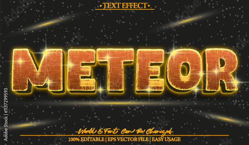 Meteor Vector Text Effect Editable Alphabet Orbit Orange Cartoon Comet