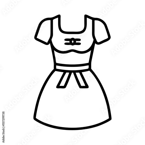 dirndl dress icon, oktoberfest line art, oktoberfest icon simple black line art icon of dirndl dress, for oktoberfest celebrations oktoberfest vector art 