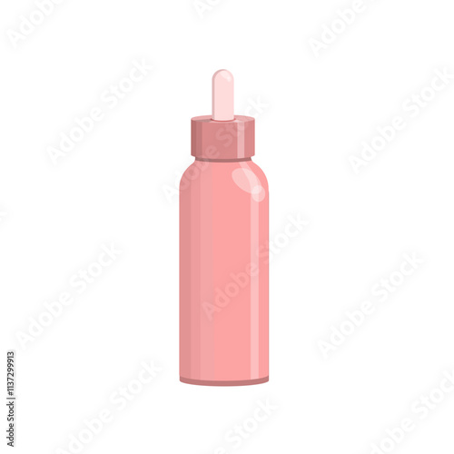 Pink bottle with a pipette for cosmetic products, isolated on a white background.Vector illustration for cosmetic,fashion designs.