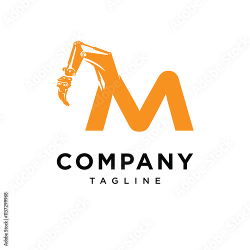 Letter M Ripper Excavator Logo Icon vector