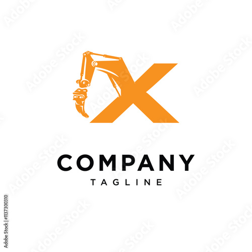 Letter X Ripper Excavator Logo Icon vector