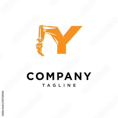 Letter Y Ripper Excavator Logo Icon vector