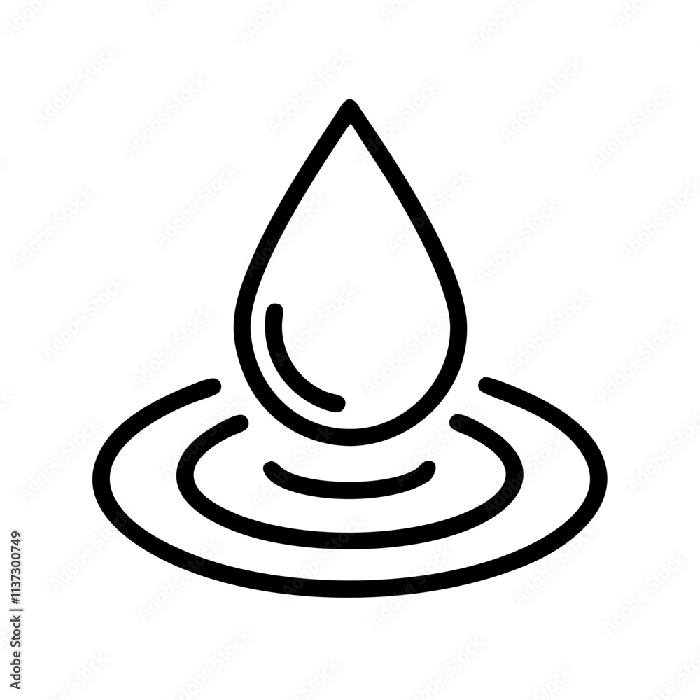 Fototapeta premium water droplet ripple symbolizing calm icon, day of peace line art, day of peace icon - simple black line art icon of water droplet ripple symbolizing calm, for day of peace celebrations. day of peace 