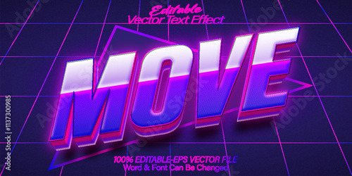 Move Vector Text Effect Editable Alphabet Purple Motion Action
