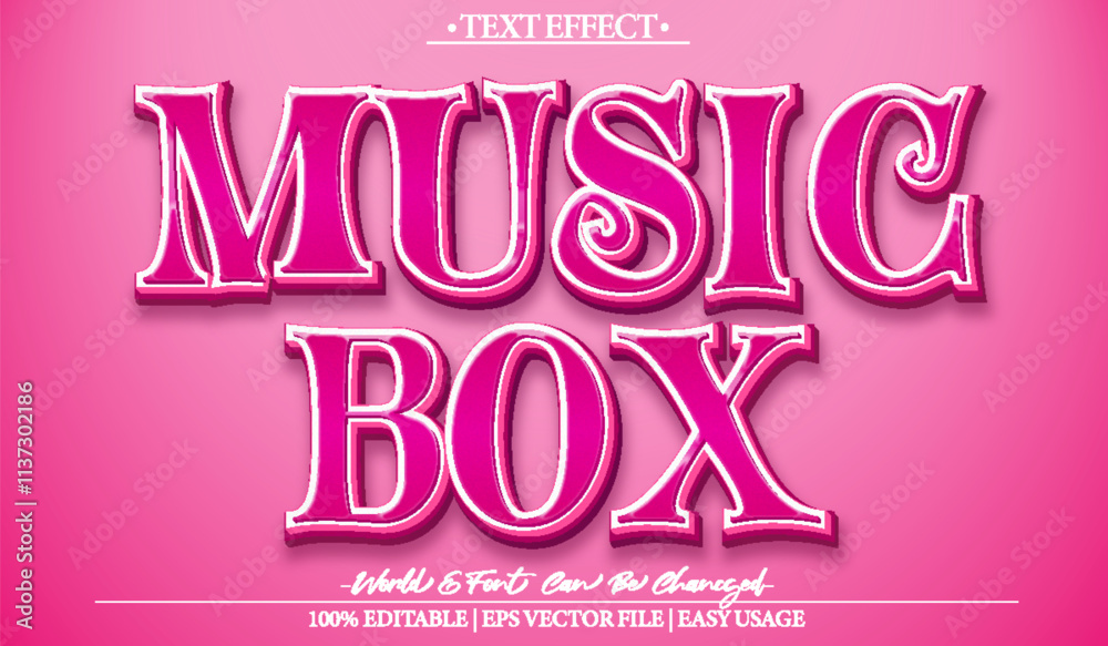 Music Box Vector Text Effect Editable Alphabet Musical Dance Pink Sound Melody Music Box Vector Text Effect Editable Alphabet Musical Dance Pink Sound Melody