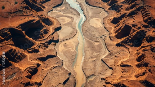 Dried-Up Blue Nile Falls - Stunning Aerial Landscape, Dramatic Colors, High Resolution photo