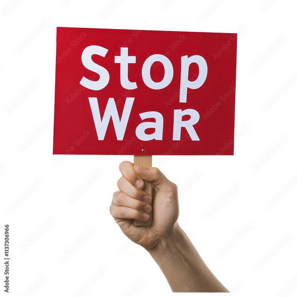 Handheld stop war protest signs during a rally advocating for peace and anti-conflict movements, HandHeld Handheld stop war protest signs during a rally advocating for peace and anti-conflict movements, HandHeld