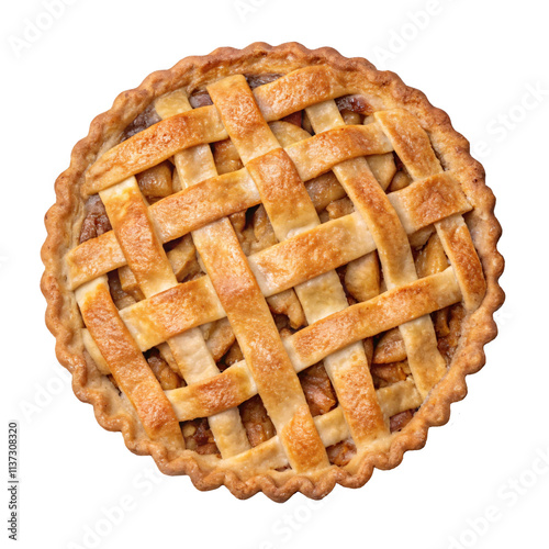 Fotografie A delicious homemade apple pie with a golden lattice crust, baked to perfection,