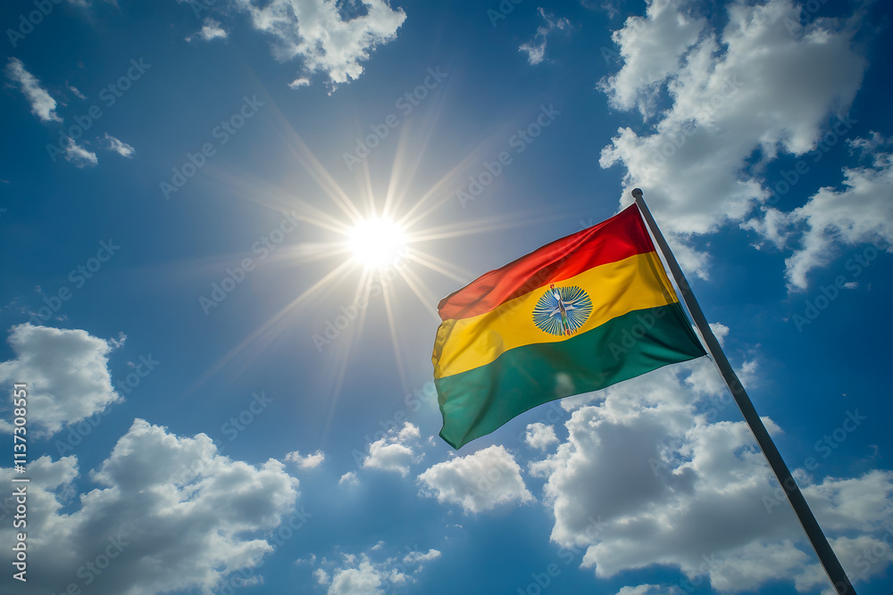 Rasta Flag with Palm Tree Waving in the Sky Reggae and Freedom Symbol Rasta Flag with Palm Tree Waving in the Sky Reggae and Freedom Symbol