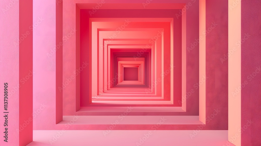 Abstract pink hallway with textured walls and a receding perspective. Abstract pink hallway with textured walls and a receding perspective.