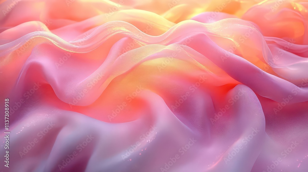 Obraz premium A soft, flowing fabric texture in pink and orange hues.