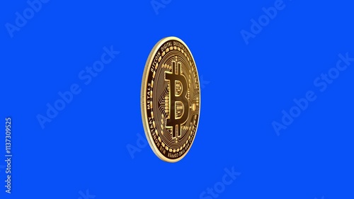 Bitcoin crypto currency coin blockchain mining rotating spinning 3D loopable Keyable