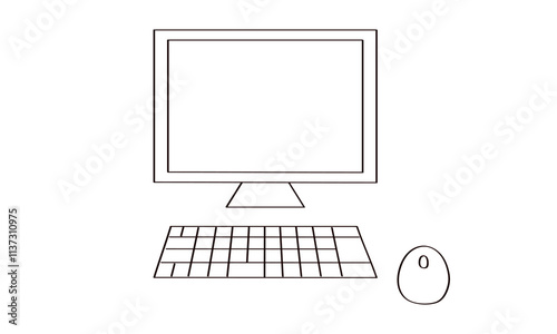 シンプルなパソコンのイラスト