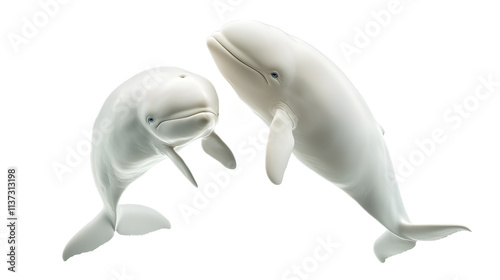 Beluga whales on a transparent background. isolated background. photo