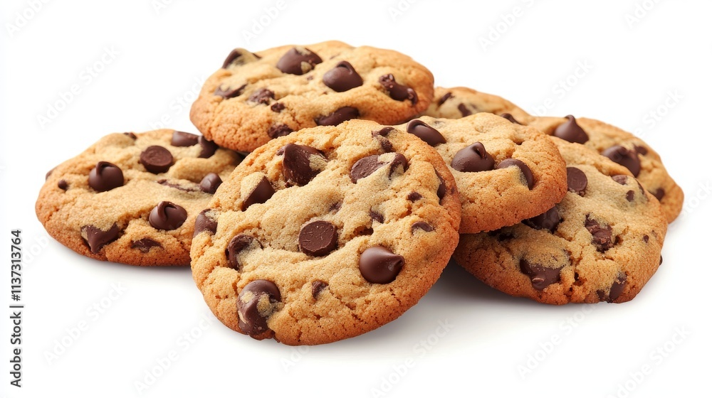 73.A collection of American-style chocolate chip cookies in vector form, with rounded edges, gooey chocolate drops, and a golden-brown color. The illustration captures the cookies’ delicious, warm 73.A collection of American-style chocolate chip cookies in vector form, with rounded edges, gooey chocolate drops, and a golden-brown color. The illustration captures the cookies’ delicious, warm