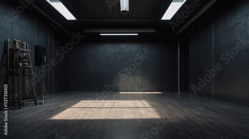 light black empty wall and smooth floor