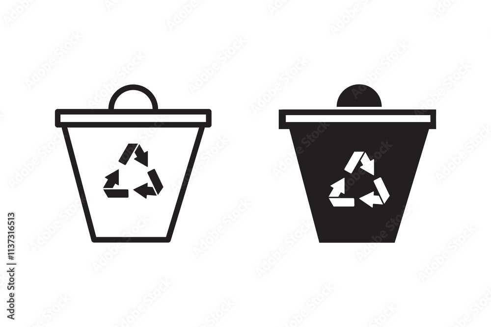 recycle icon black trash bin on white background, eps10 recycle icon black trash bin on white background, eps10