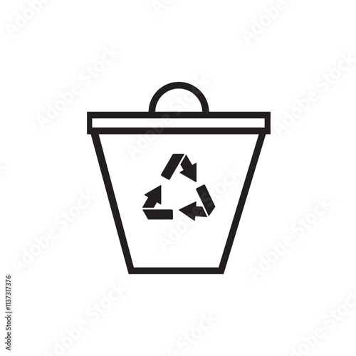 Recycle bin black color with recycle logo vector isolated on white background. Recycle bin icon.