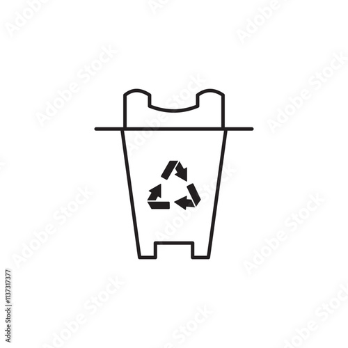 Recycle bin black color with recycle logo vector isolated on white background. Recycle bin icon.