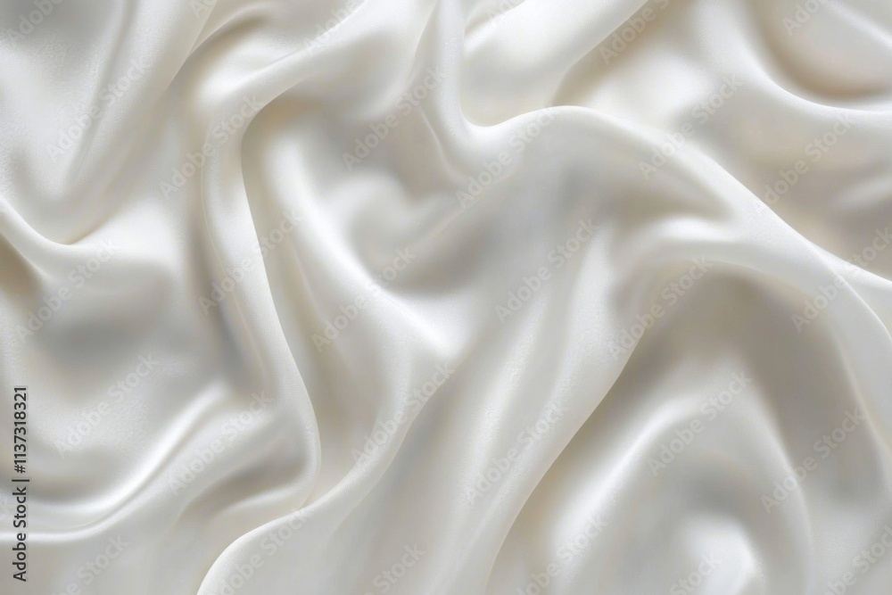 Obraz premium Soft and Luxurious Close-up of White Satin Fabric with Elegant Texture and Subtle Sheen, Creating Flowing Movement