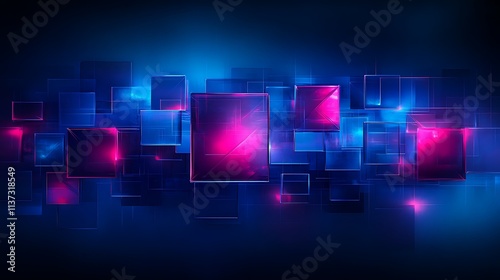 Abstract Background of Colorful Glowing Squares with Blue and Pink Hues for Modern Designs and Presentations