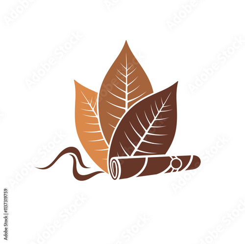 illustration of cigar and tobacco, vector art.