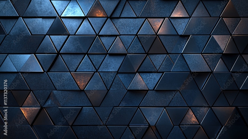 3D geometric triangular gradient design in dark blue tones, perfect for digital and print design projects, featuring a metallic look 3D geometric triangular gradient design in dark blue tones, perfect for digital and print design projects, featuring a metallic look