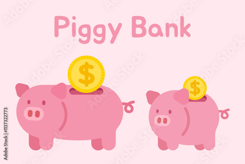 pink piggy bank saving money dollar coin banking fund investing