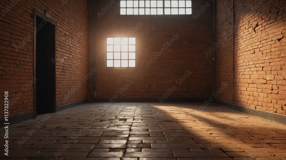 light orange empty wall brick and wood floor light orange empty wall brick and wood floor
