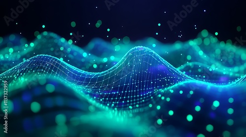 Wallpaper Mural Abstract Digital Waves with Glowing Particles Creating a Stunning Background for Technology and Science Concepts Torontodigital.ca