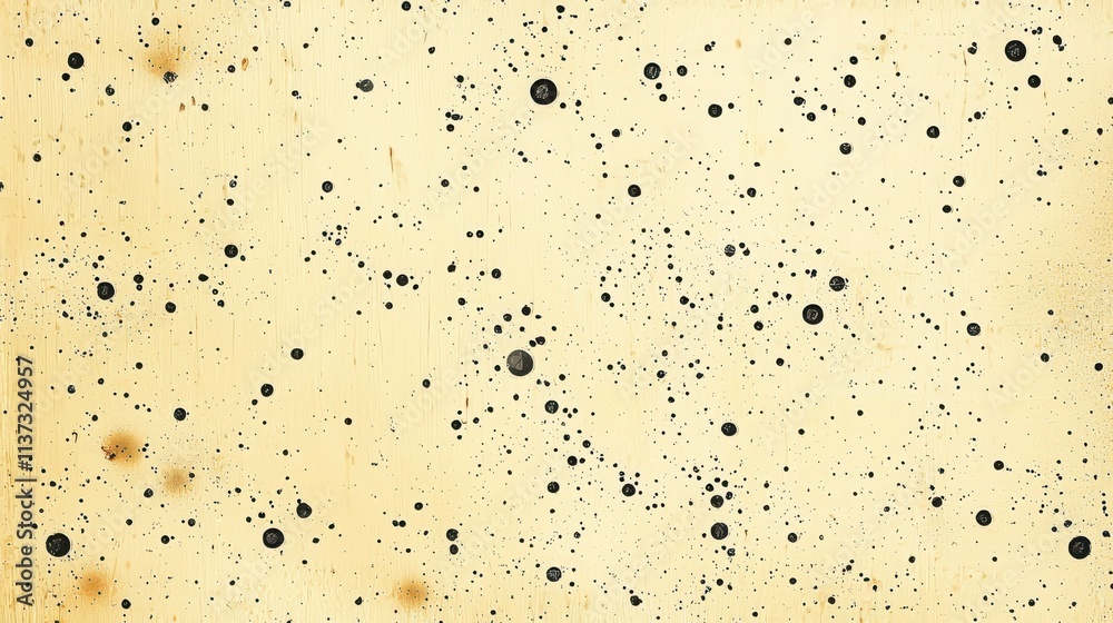 Abstract Background with Random Black Dots on Light Yellow Surface Abstract Background with Random Black Dots on Light Yellow Surface