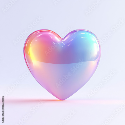 glowing heart symbolizing love and affection in soft pastel colors, isolated design on white background
