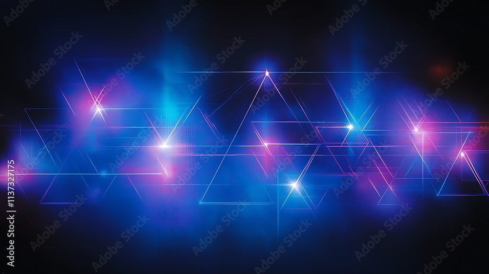 Colorful glowing geometric shapes with vibrant lights over dark background for digital art and design projects Colorful glowing geometric shapes with vibrant lights over dark background for digital art and design projects