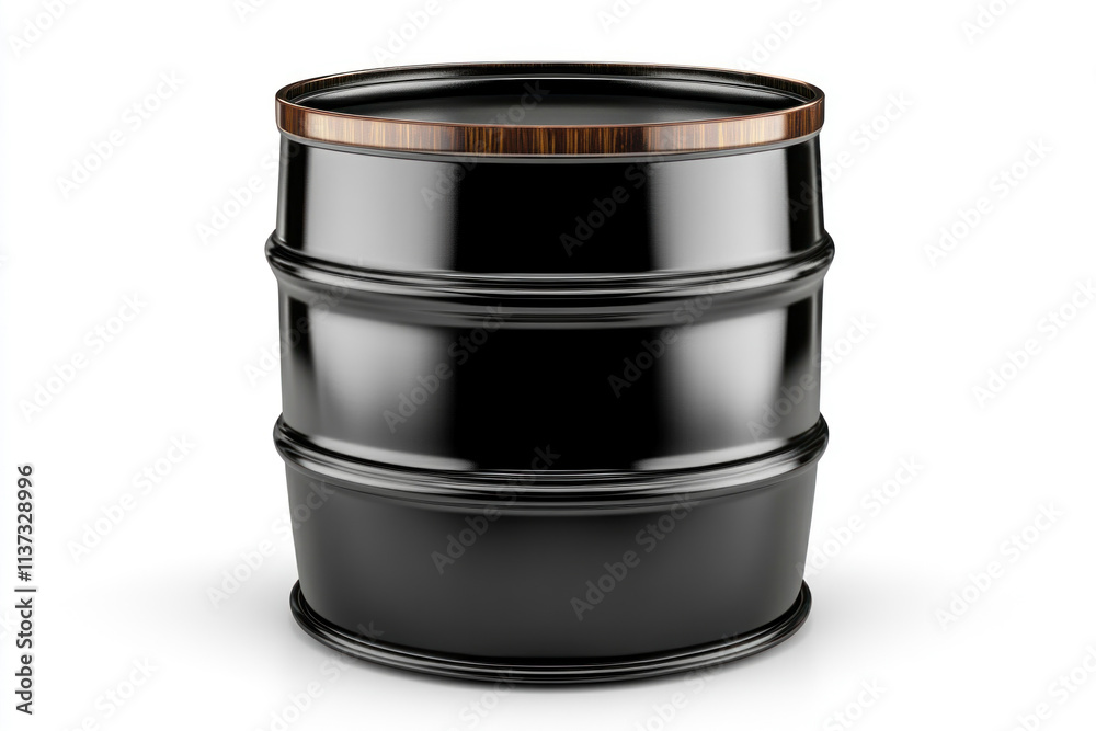 Black barrel with wooden lid, sitting beside rustic wooden crates and antique tools, against a weathered brick wall.