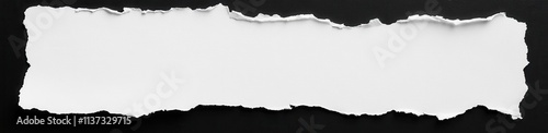Torn paper strip on a black background, suitable for design or creative projects.