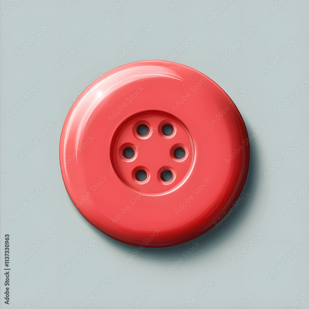 Red Plastic Button on Soft Background Red Plastic Button on Soft Background