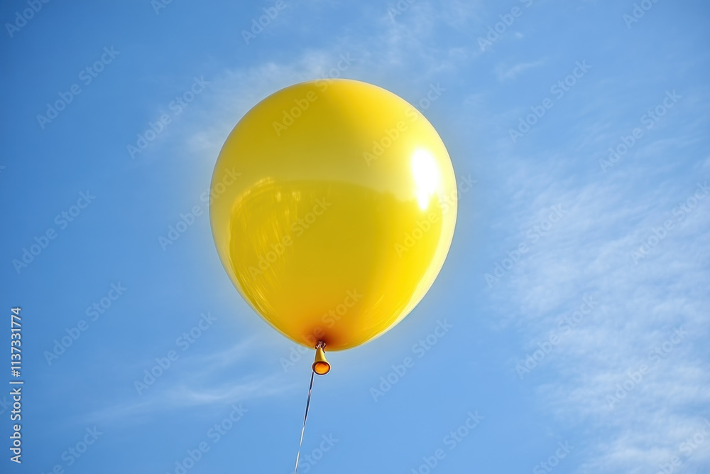 Yellow balloon floating against a blue sky. Yellow balloon floating against a blue sky.