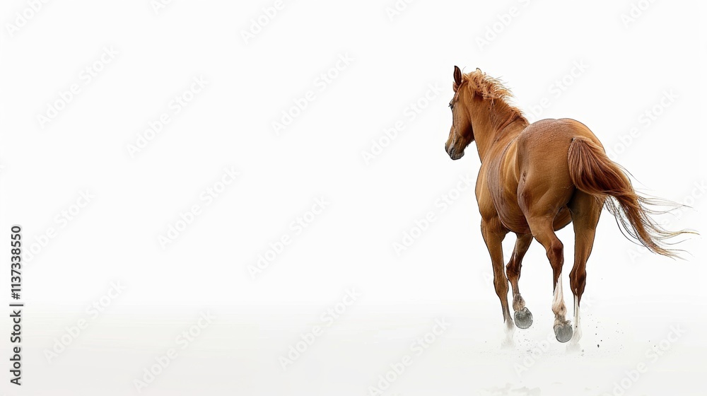 Rear View of a Running Chestnut Horse in Motion Rear View of a Running Chestnut Horse in Motion