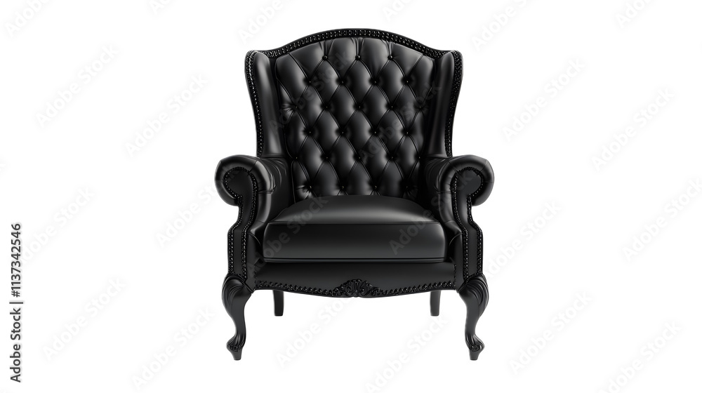 Black armchair on a transparent background. isolated background.